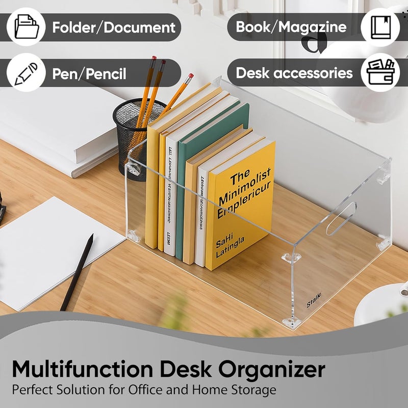 Silreck ® Clear Acrylic File Organizer for Desk – Desktop Document Holder for A4 & Letter Size Papers, Sturdy Acrylic to Keep Office & Home Documents Neat - Image 3